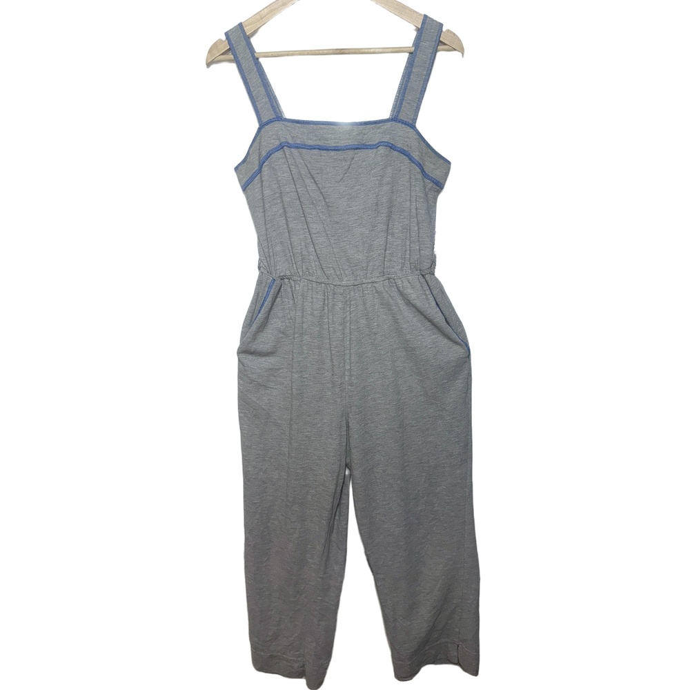 Saturday Sunday by Anthropologie Gray Blue Knit Cotton Wide Leg Jumpsuit Size M